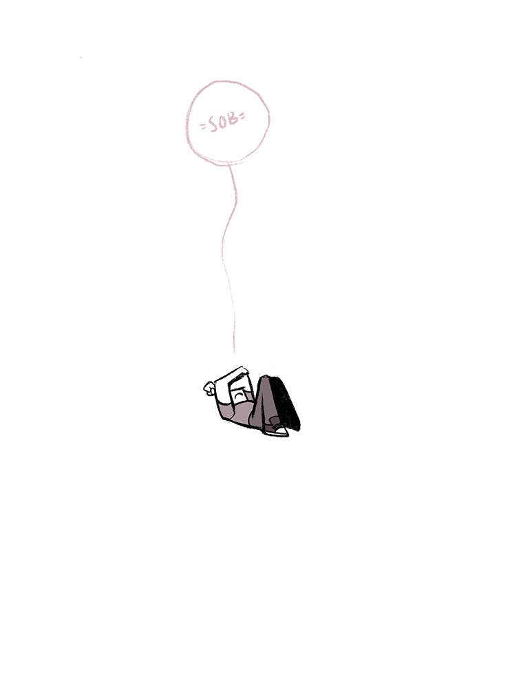The author sobs in despair.