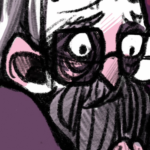 A drawing of me as an old withered man, having toiled over these artistic endeavours until there's nothing left.